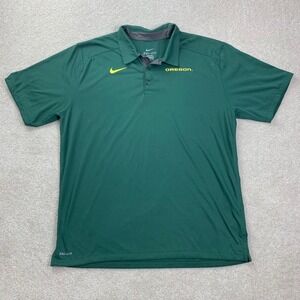 Nike Polo Shirt Mens XL Green Oregon Ducks Dri-FIT NCAA Golf